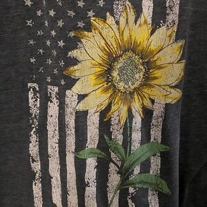 Sunflower and Flag Graphic Tee - Charcoal